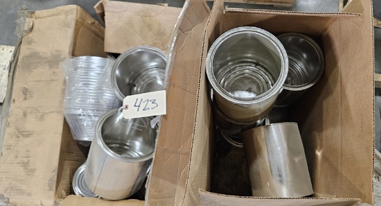 2 boxes of  new empty paint cans with lids