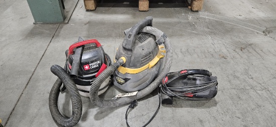 3 - Small vacs - Porter Cable Wet/Dry Vac 1 gal , Stinger Wet/Dry Vac  & Dirt Devil vac