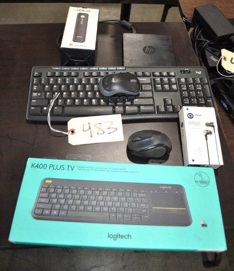 2 Logitech Wireless Keyboards and mouse, Asus Chrome & Muve Acoustics ear buds