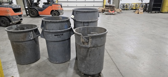 Assortment of large garbage cans