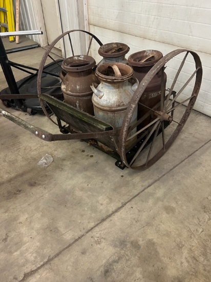 4 Milk cans on Milk cart