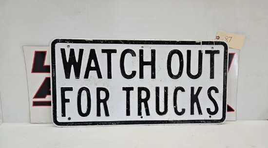 Watch Out For Trucks Sign