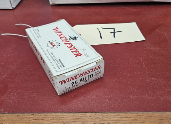 Partial Box of Winchester 25 auto Ammunition