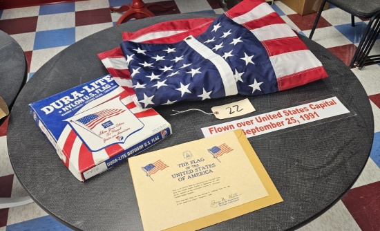 Nylon American Flag flown over US Capital - has Certificate