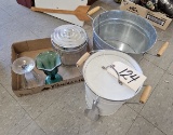 Metal Pail & Ice pail & sundae Cups & Glass Jar