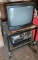 TV & VCR on Metal Rolling Cart