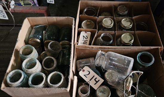 Assortment of Various Canning Jars - Includes Blue Jars