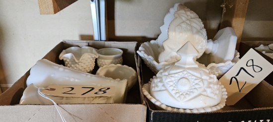 Assortment of Milk Glass