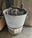 Antique Tall Galvanized Pail with Misc