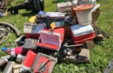 Assortment of Fishing & Ice Fishing Equipment & Coolers