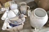 Assortment of Figurines & Glassware & Water Cooler & Pitcher