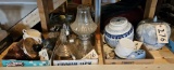 Assortment of Oil Hurricane Lamps & Glassware Décor