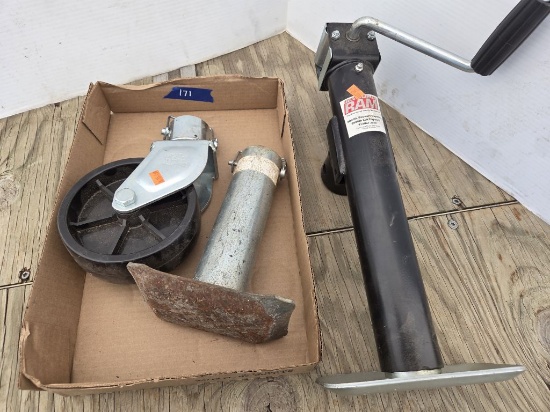 Post Mount Trailer Jack- 2000lb with Wheel and Plate