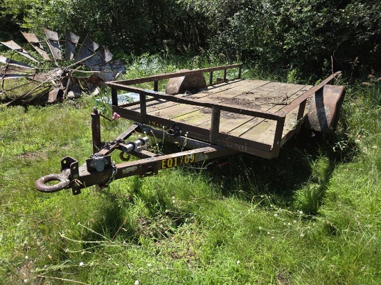 5'x10' Steel Trailer w/Tilting Wooden Deck- Pintle Style Hitch