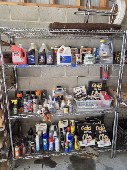 Contents on First Metal Shelf in Garage - CONTENTS ONLY SHELF NOT INCLUDED