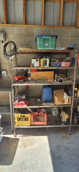 Metal 5-Shelf Unit with Contents - 4'x 21" x 6'3"