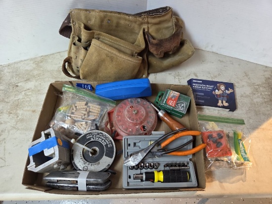 Tool Belt- Box Cutters- Right Angle Ratchet- Pliers- Snippers and Other Tools