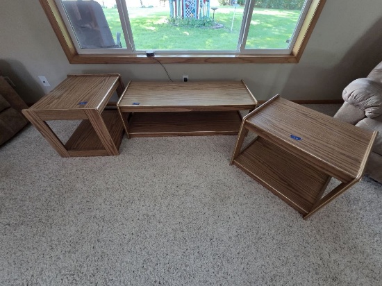 2 Side Tables (25"Lx20"W) and Coffee Table (49"Wx21"D)