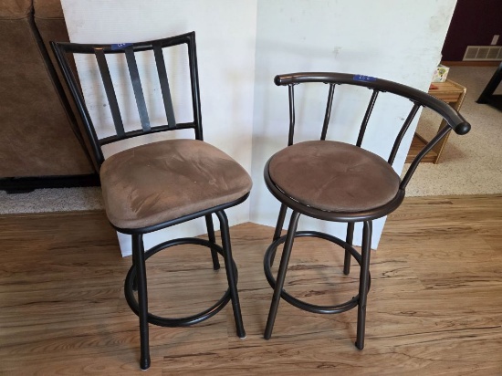 2 Black Metal Counter Height Stools- 23" To Seat