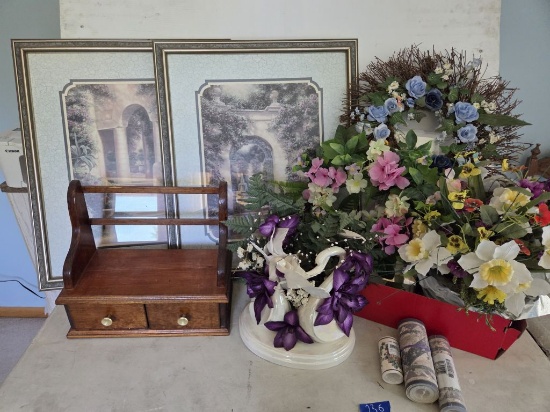 Various Home Décor- Flowers- Spring Wreaths- Ceramic Swans and Others