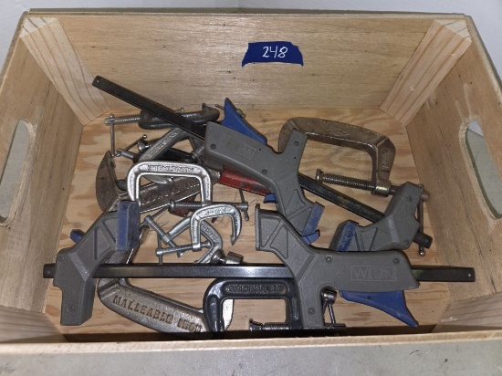 Various Clamps in Wood Box