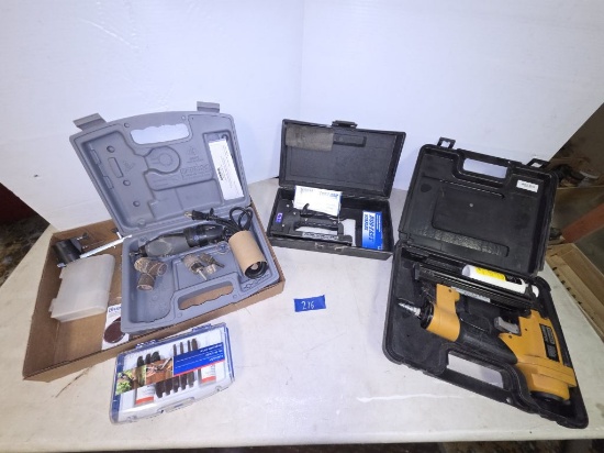 Dremel Tool W/Bits- Stapler- Stanley Pneumatic Brad Nailer