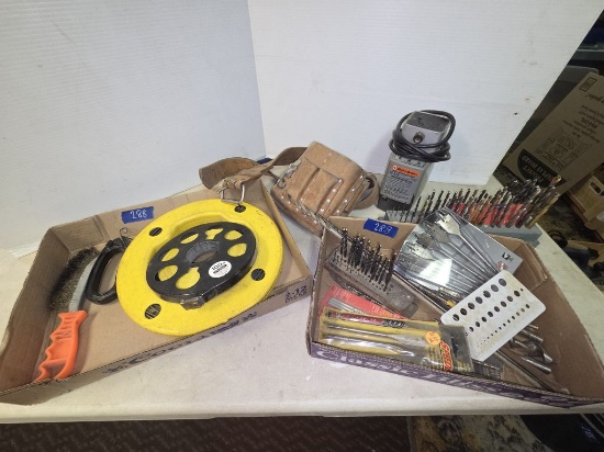 Leather Tool Belt- 100' Tape- Drill Bits and Sharpemer and Others