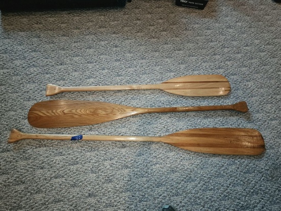 3-Wooden Canoe Paddles