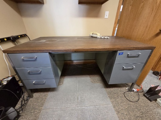Metal Desk- 60" Wide & Book Shelf- 48"Wx12"Dx44"H