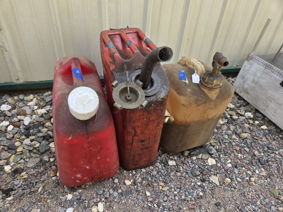3 - Gas Cans - (1 can has approx. 4 Gal of Diesel 2 Plastic & 1 Metal)