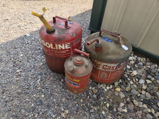 3 - Metal Gas Cans ( 1 Small Kerosene)
