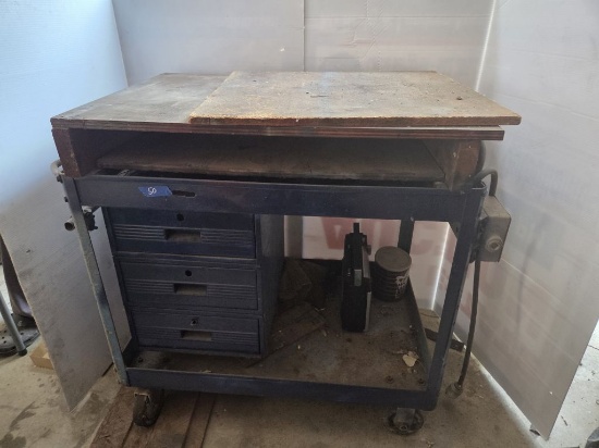 L&K Lusen 3/4" Drill Press on Rolling Cart with Drill Bits