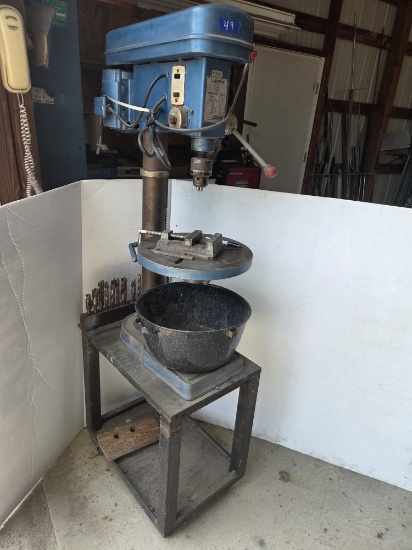 L&K Lusen 3/4" Drill Press on Rolling Cart with Drill Bits