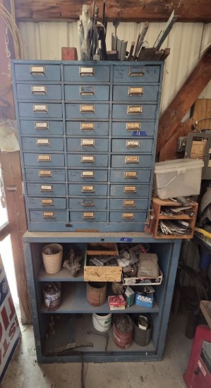 30 Drawer Organizer and Contents & Shelf with Contents