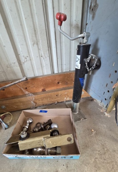 Post-Mount Trailer Jack & Assortment of Receiver Balls