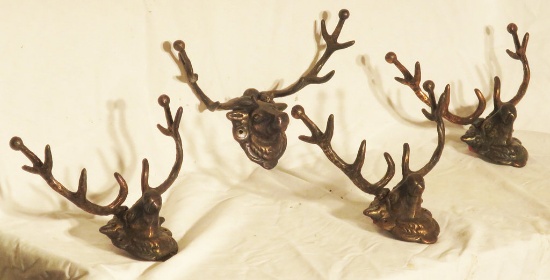 figural elk head hooks