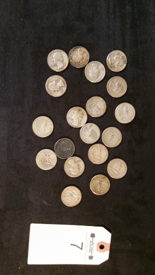 19 Washington Quarter Dollars 1934-1962