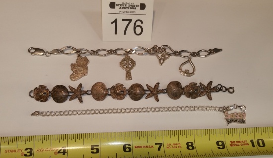 3 Sterling Silver Charm Bracelets