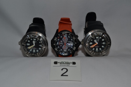 3 Citizen Eco-Drive Men's watches with rubber bands