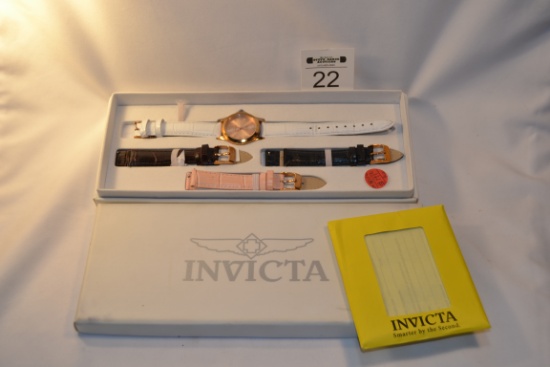 Invicta Angel Collection Ladies Watch with 4 "Genuine Leather" bands Model # 14806