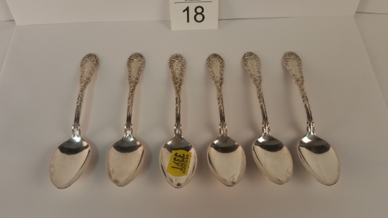 6- J.W. Mealy & Sons Teaspoons In Floral Pattern