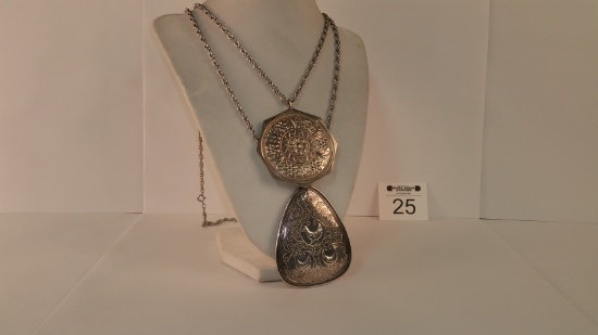 2 Sterling Necklaces With Large Pedants