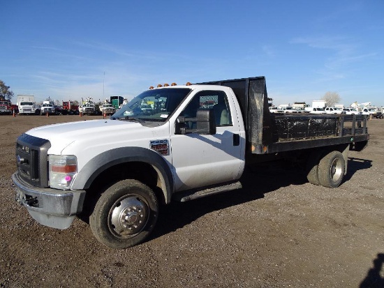 2008 Ford F450XL Super Duty Flatbed Truck, Powerstroke V8 Diesel, Automatic, 14' Steel Bed,