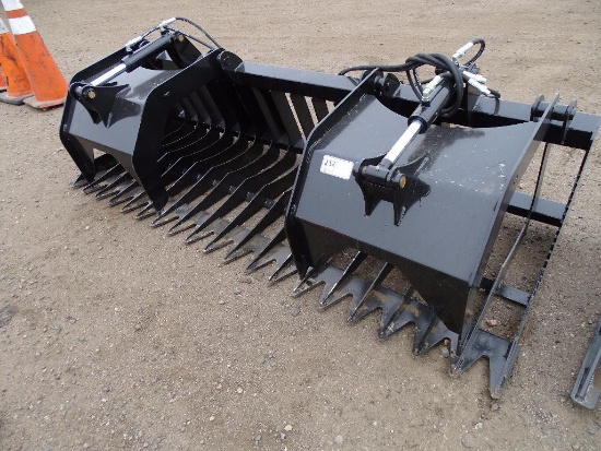 Unused 84in Skeleton Grapple To Fit Skid Steer Loader, 4in Tine Spacing