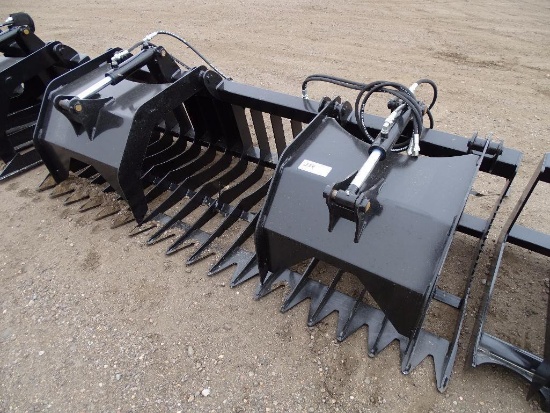 Unused 80in Skeleton Grapple To Fit Skid Steer Loader, 8in Tine Spacing