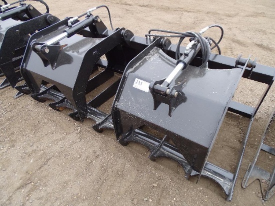 Unused 70in Root Grapple To Fit Skid Steer Loader, 8in Tine Spacing