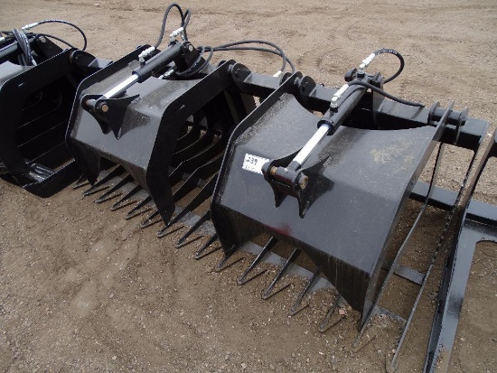 Unused 66in Skeleton Grapple To Fit Skid Steer Loader, 4in Tine Spacing