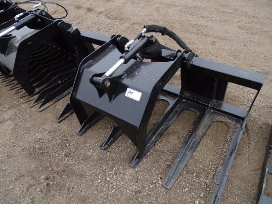Unused 62in Tine Grapple To Fit Skid Steer Loader, 10in Tine Spacing