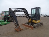 2013 John Deere 35D Mini Excavator, Enclosed Cab, 12 in Rubber Tracks, Auxiliary Hydraulics, 16in