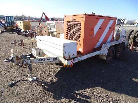 1999 TAYLOR T/A Equipment Trailer, 6' x 14' Deck, w/ Sullivan Model D185 Air Compressor, 185 CFM,